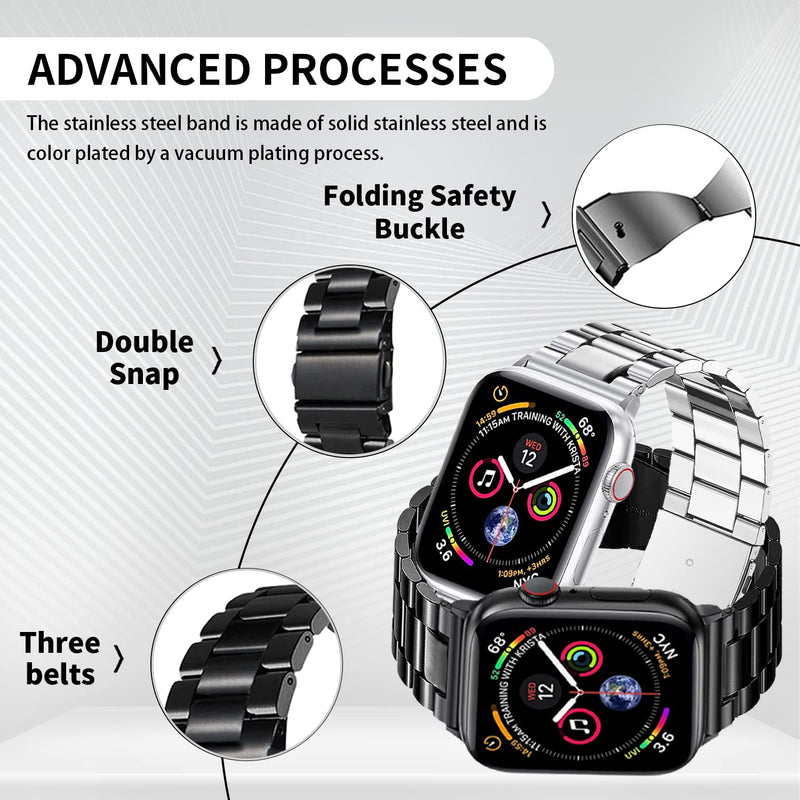 42mm/44mm/45mm Compatible With Apple Watch Band and Case Iwatch Series 10 9 8 7 6 5 4 3 2 1 SE Men Women Classic Executive Classy Stainless Steel Metal Business