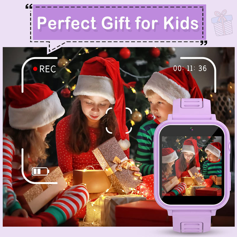 Phyulls Kids Smart Watch Gift for Girls Age 4-12, HD Touch Screen Kids Watches with Video Camera Music Player Pedometer Flashlight 12/24 hr Educational Toys Birthday Gifts for Girls Ages 6 7 8 9 10