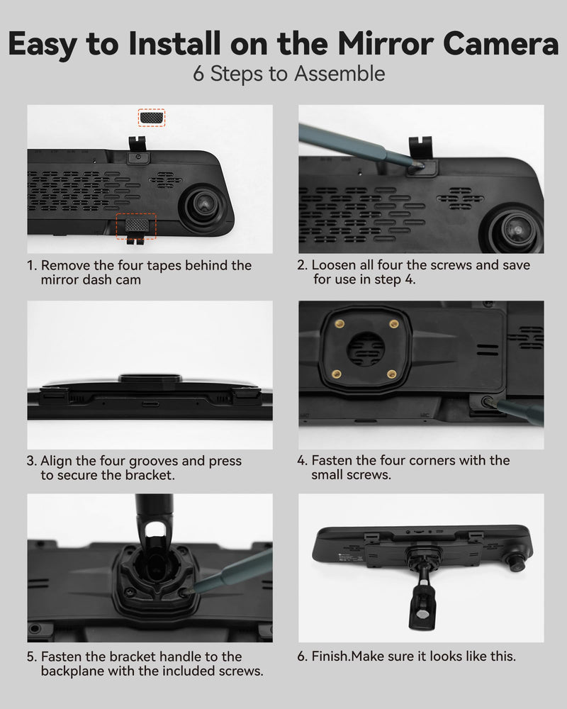 WOLFBOX Model 2 OEM Bracket Fit for Honda CR-Z Full Range,for USB C G840S/G840H/G850/G900 Mirror Dash cam