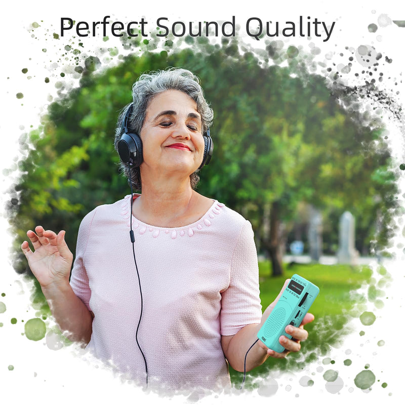 [AUSTRALIA] - PRUNUS J-166 Portable Radio AM FM, Battery Operated Radio with Tuning Light, Back Clip, Excellent Reception, AM FM Radio Portable, Transistor Radio Blue 