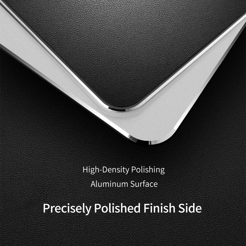 HONKID Metal Aluminum Mouse Pad, Office and Gaming Thin Hard Mouse Mat Double Sided Waterproof Fast and Accurate Control Mousepad for Laptop, Computer and PC,9.05"x7.08", Silver 9.05 X 7.08 inch