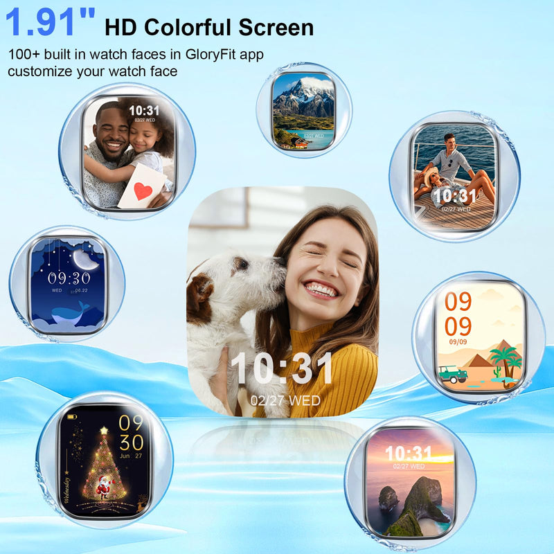 2026 New 1.91" HD SmartWatch, Fitness Watch with 120+ Sport Modes, Smart Watch for Men Women (Answer/Make Call), IP68 Waterproof, Heart Rate/Sleep Monitor, Pedometer, Activity Tracker for Android iOS Morden Black