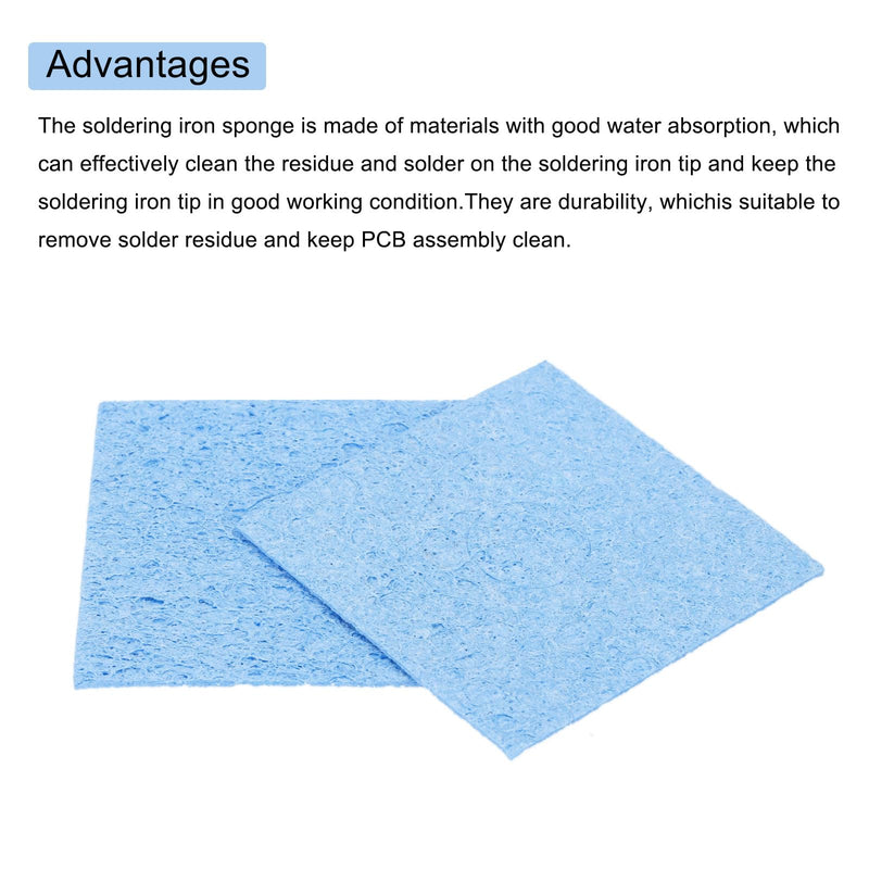 QUARKZMAN Pack of 15 Soldering Sponge 6 x 6 cm Square with Holes Blue Cleaning Pads Soldering Tip Replacement for Cleaning the Soldering Iron 6mm