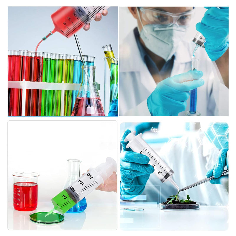 [AUSTRALIA] - Pack of 2 Syringes, Syringe 200 ml + 300 ml, Syringe with Hose, Large Syringe, Oil Syringe, Dosing Syringe Without Needle, Syringe Set for Laboratory, Industry, Animal Feeding 200ml+300ml 