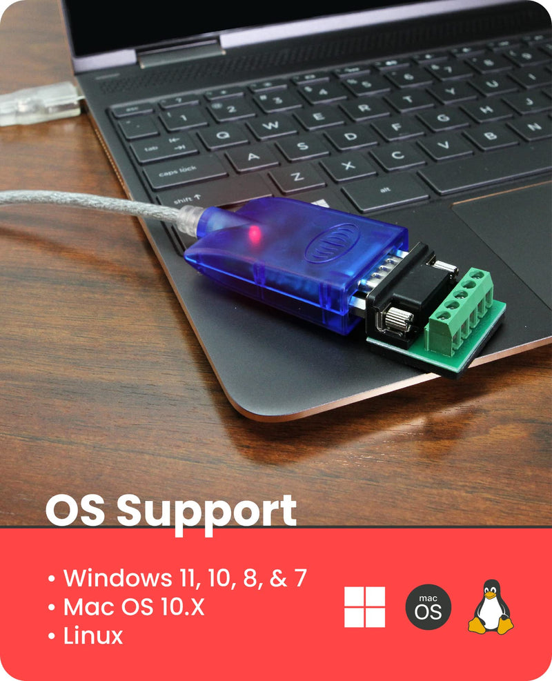 Gearmo Pro 5ft. USB to RS-485/422 Serial Adapter FTDI Chip - Windows 11 Supported