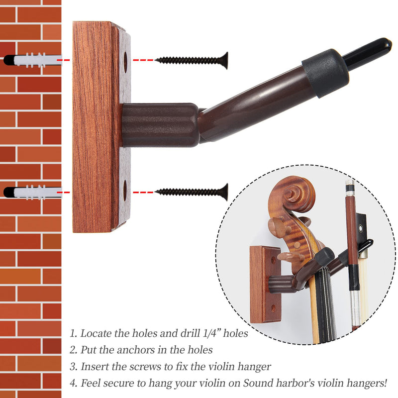 Violin Wall Mount,Violin Hanger - Mahogany Wood Violin Viola Hanger 1 Pack