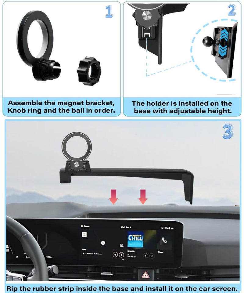 Car Phone Holder for 2025 2026 Kia Carnival/Carnival EV Accessories | 12.3-in Screen Clip-On 360° Rotatable MagSafe Magnetic Cell Phone Mount, 3D Fit Navigation Cradle, Will Not Block Air Vents fit for 2025 2026 Kia Carnival(12.3 Inch Screen)