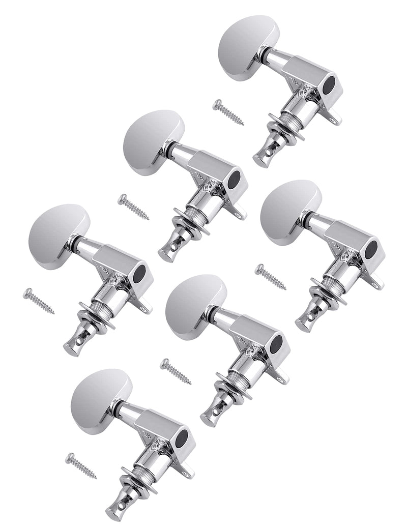 Bogart Sealed String Tuning Pegs Tuning Machines Grover Machine Heads Tuners Tuning Keys 6 In Line for Right Handed Acoustic Guitar or Electric Guitar Half Round Head Chrome., (TP 02-CR-6R)