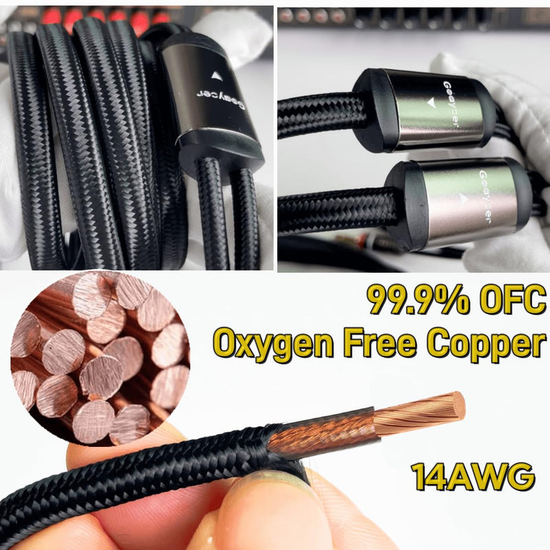 10Feet Speaker Cable with Banana Plugs,14 Gauge Oxygen-Free-Copper (OFC) Speaker Wire（10FT/One Cable） 10FT/3M, One Cable