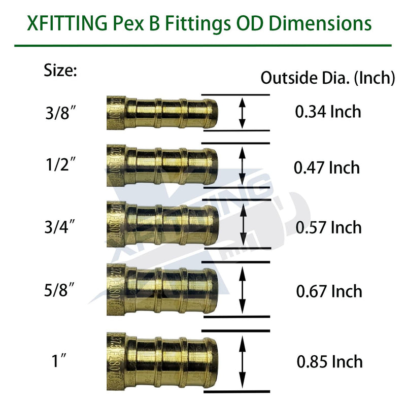 5 PIECES XFITTING 3/4" PEX X 3/4" MALE NPT THREADED ADAPTER-BRASS CRIMP FITTING - BRASS, FULL PORT 0.75 Inch