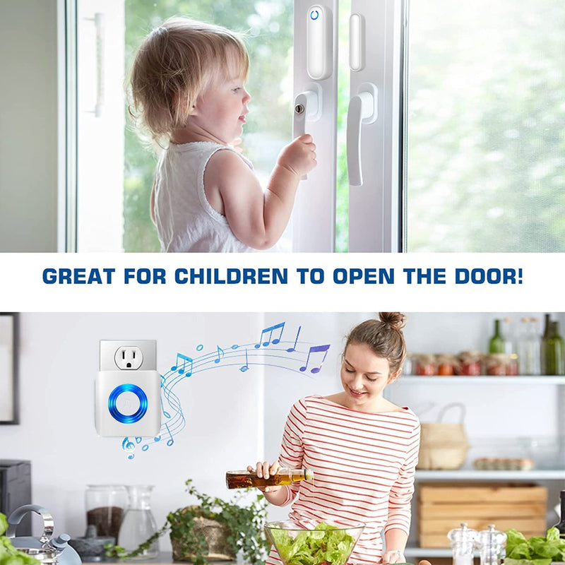 Caregiver Pager Door Alarms for Dementia Patients/Kids Safety/Home Security,Door Sensor Alarm for Elderly/Business/Home/Store/Mailbox (Two Sensor One Receiver) Two Sensor One Receiver
