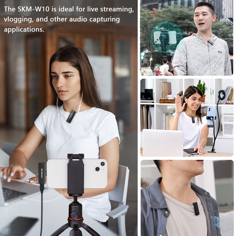 Sevenoak Wireless Lavalier Microphone for iPhone,MFi Certified, Plug Play Noise Cancelling Lapel Mic,196ft Transmission,10H Working Time,Cordless Clip on Mic for Video Recording Live Streaming Lightning-1