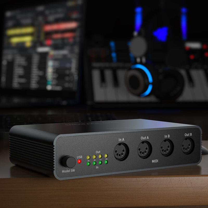 [AUSTRALIA] - DigitalLife TripleX Quadra Port 3-in-1 5-Pin DIN Interface – USB MIDI, Thru & Merge Functions for Studio, Live Performance & Music Production 
