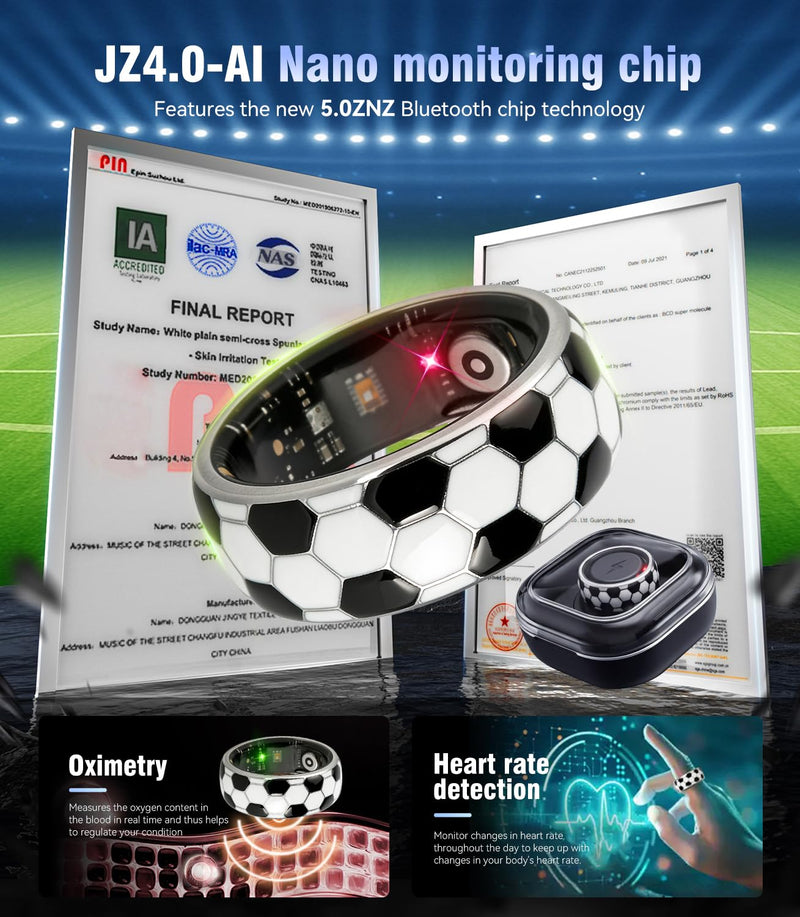 Smart Ring & Wireless Charging Case【Pro Athlete Grade – Precision Sports Tracking】2026 World Tournament Soccer Fan Smart Ring for Women & Men, Fitness Wearable Device for Training & Sleep Tracking 9# White 9#