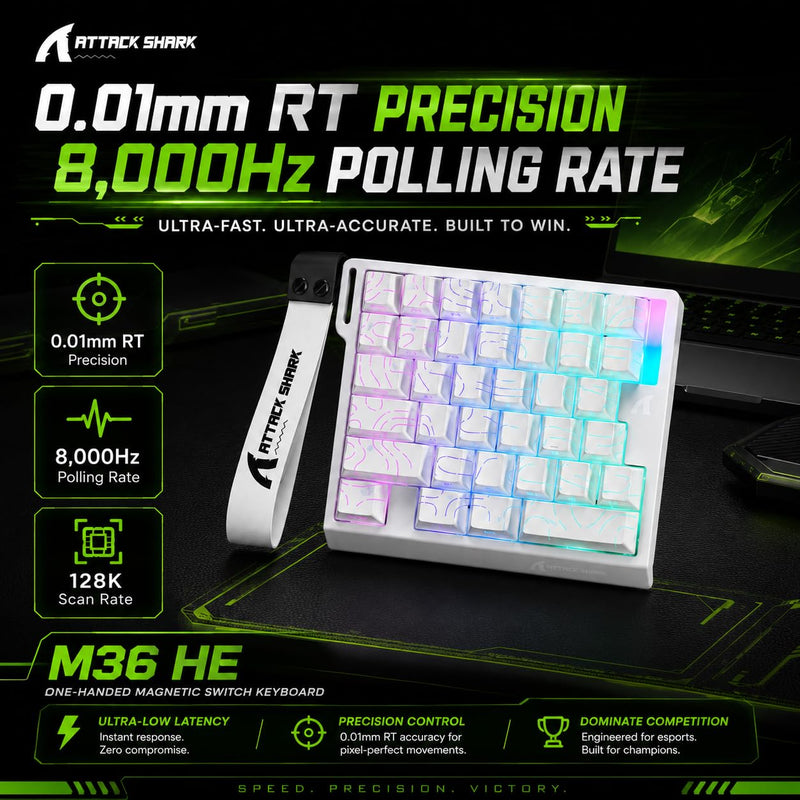 ATTACK SHARK M36 HE Gaming Keypad & X11 Wireless Gaming Mouse Combo, 36-Key Magnetic Switch Keyboard, 8000Hz Polling Rate, 0.01mm Rapid Trigger, PAW3311 Sensor, 22,000 DPI, RGB Dock, Gradient Black