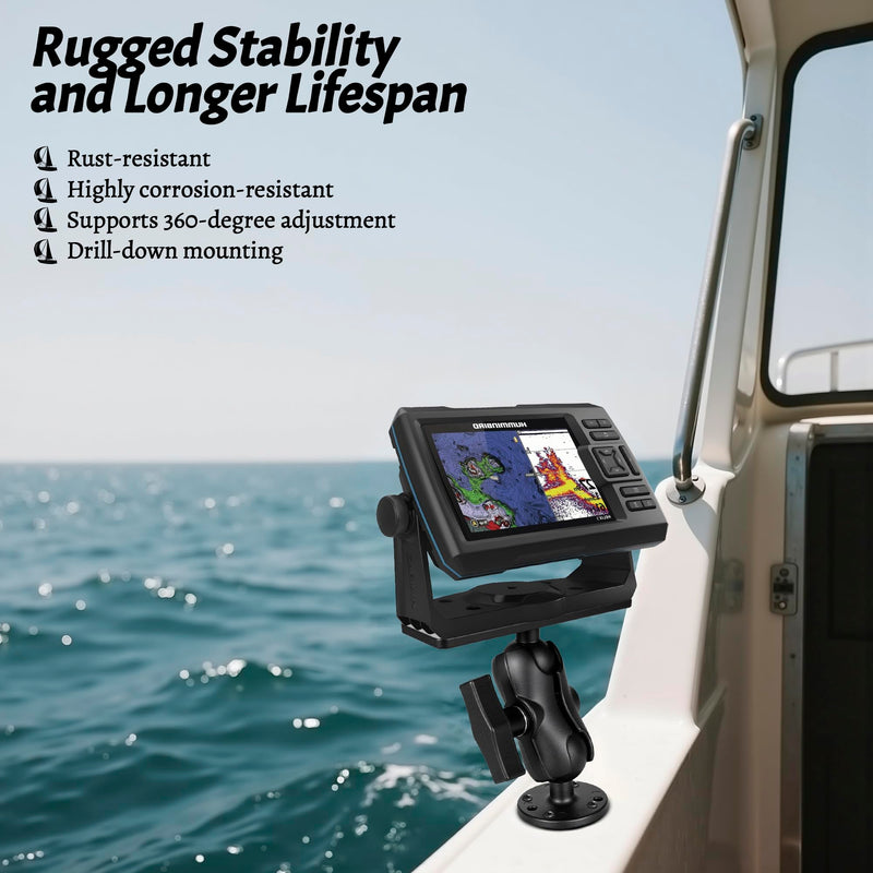 Fish Finder Mount with C Size 1.5" / 38mm Ball, 3.42" Aluminum Arm Marine Electronics/Depth Finder Mount, High Salt Water Resistant,Compatible with Garmin, Lowrance, and More Small