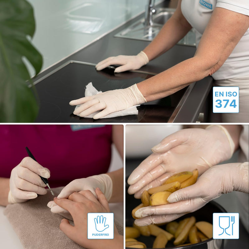 ARNOMED 100 x Disposable Gloves M, Latex Gloves White (1 x 100 Pieces), Disposable Gloves, Powder-Free, Latex Disposable Gloves, Cleaning Gloves, Latex Gloves, Disposable/Disposable Gloves XS, S, M, L
