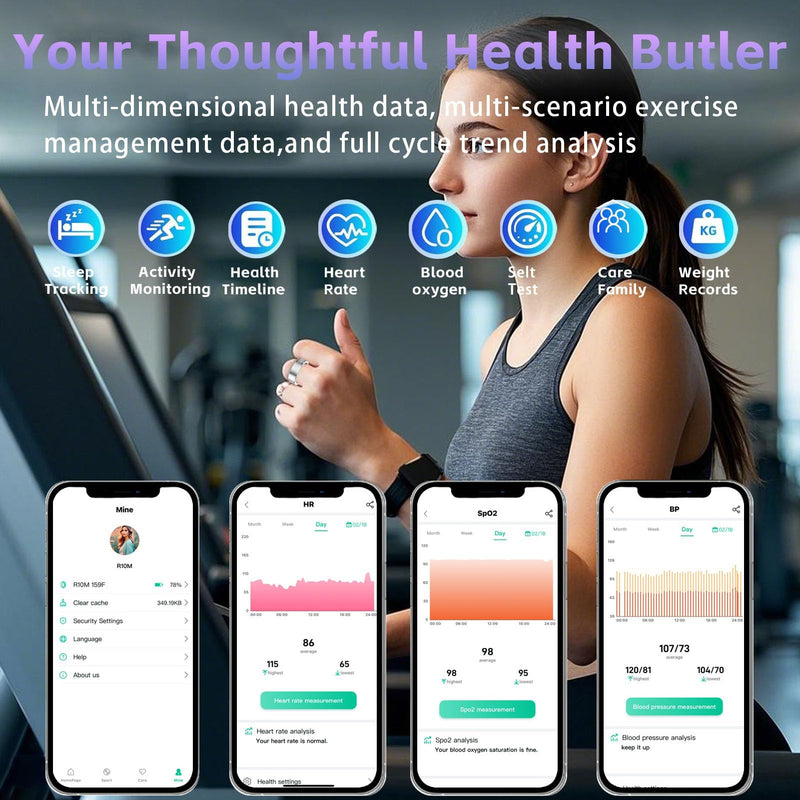 Fitness Tracker Ring for Women, No Subscription Fee (Silver 8) | Smart Ring with Heart Rate, SpO2, Blood Pressure, Sleep Monitoring, Step & Calorie Counter, 5ATM Waterproof