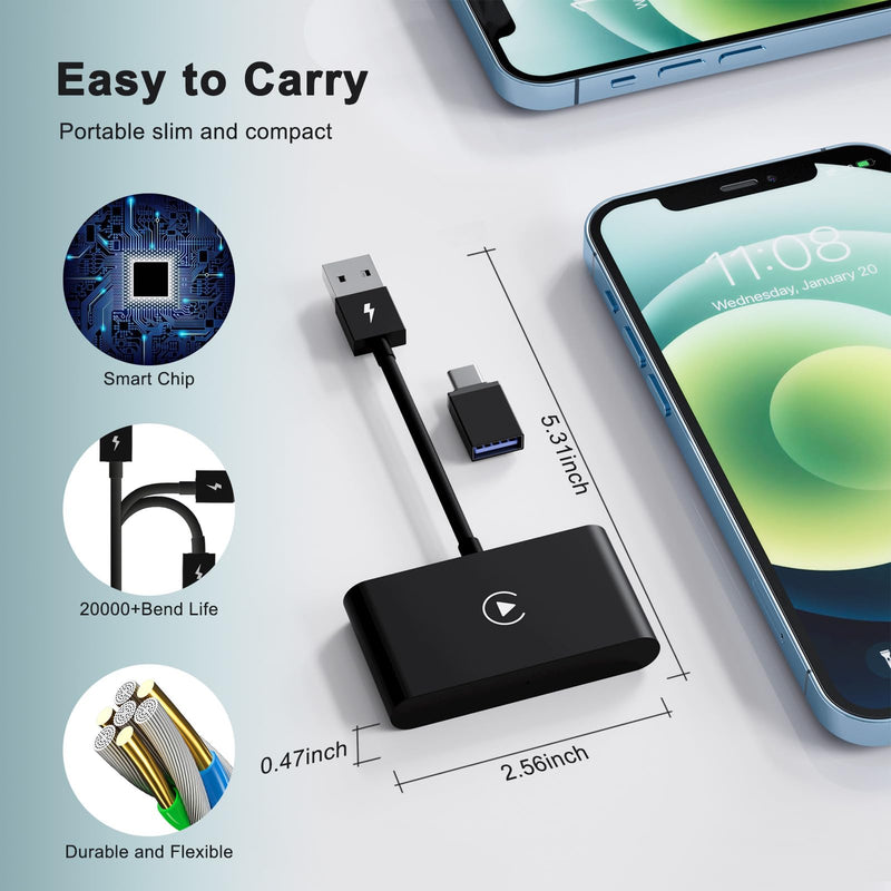 Carplay Wireless Adapter,Wireless CarPlay Adapter/Dongle,Plug & Play 5GHz WiFi Online Update,Low Latency,Easy to Install,Support Newest iOS 17…