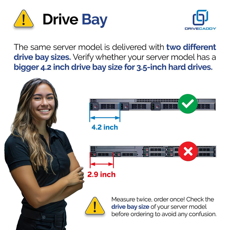 DRIVECADDY 3-Pack 3.5" LFF Caddy with 2.5" Adapter - fits Dell PowerEdge | Only for bigger 4.2" Wide Hot-Plug Bay, R360 T560 R660 R660xs R6615 R6625 R7615 R7625 R760 R760xs R760xd2, Blank Labels, Tray