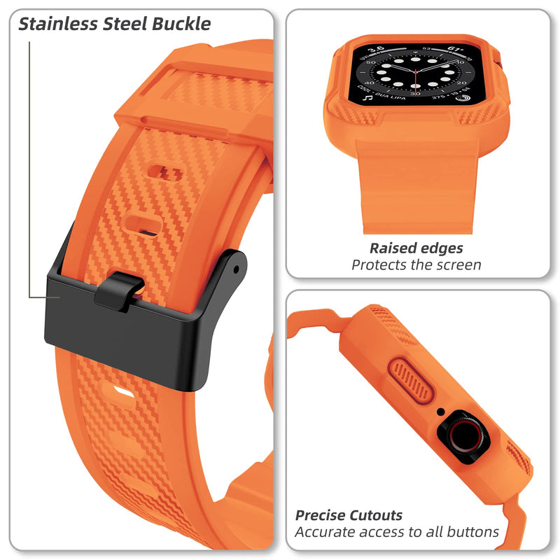 OROBAY Compatible with Apple Watch Band with Case 41mm 40mm 38mm, Matte Black and Orange