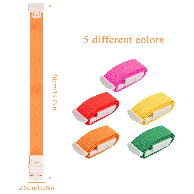 5 Colours Medical Nurse Tourniquet, Professional Storage Tube, Blood Drawing, Adjustable Tourniquet Buckle, Tourniquet Bands with Buckle, Vein Congestion for Vein Blood Removal Trauma First Aid