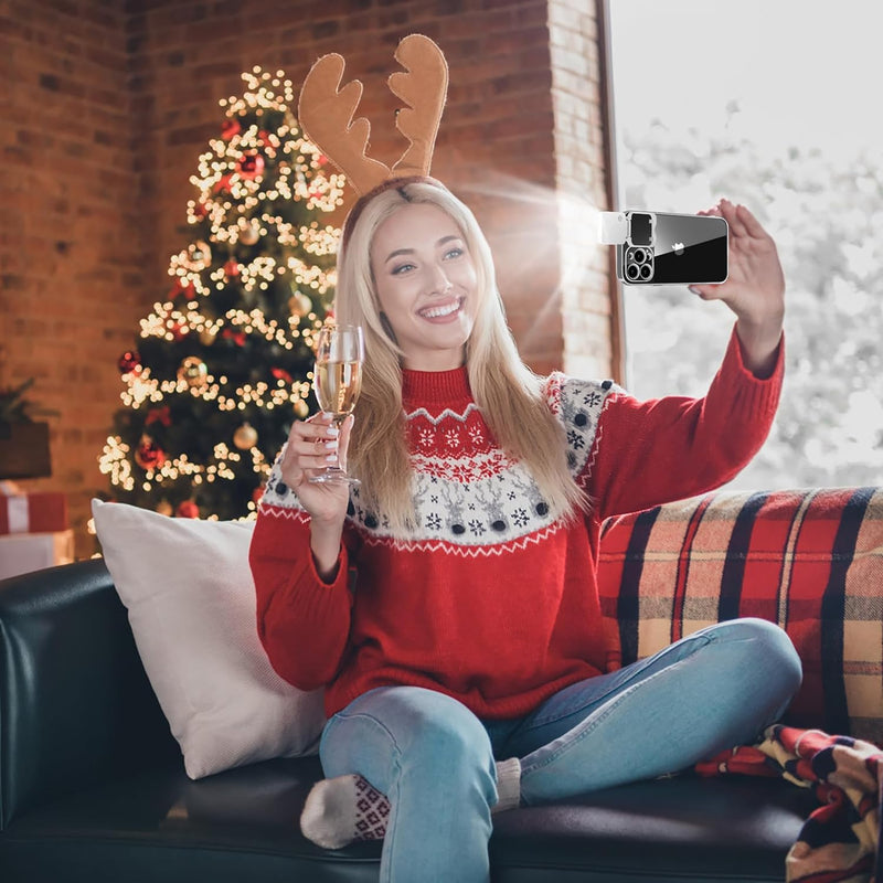 Selfie Light for iPhone 15 Pro Max Case with LED Built-in Light-Up Rechargeable for TIK Tok/Stream/Makeup/Live/Video- Selfie (2 Models, 3 Level Brightness) (Clear, for iPhone 15 Pro Max) Clear