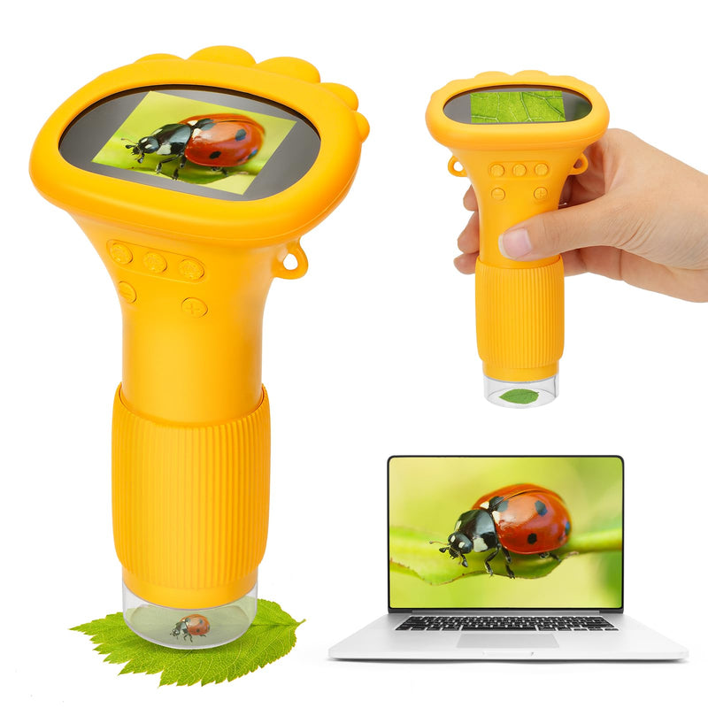 [AUSTRALIA] - Kids Microscope Pocket Microscope, 2" IPS Screen 1000X Portable Microscope for Kids, Photo and Video Camera, Christmas Birthday Gifts for Age 3 4 5 6 7 8 9 10 11 12 Girls Boys 