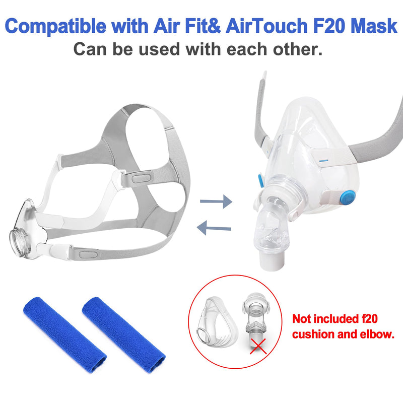[AUSTRALIA] - Replacement Frame Kit for Airfit F20 Includes 1 Piece Frame & 1 Piece Headband & 1 Pair Clips & 2 Pieces Soft Strap Covers (Without Elbow) High Quality CPAP Accessories by BlessEase 