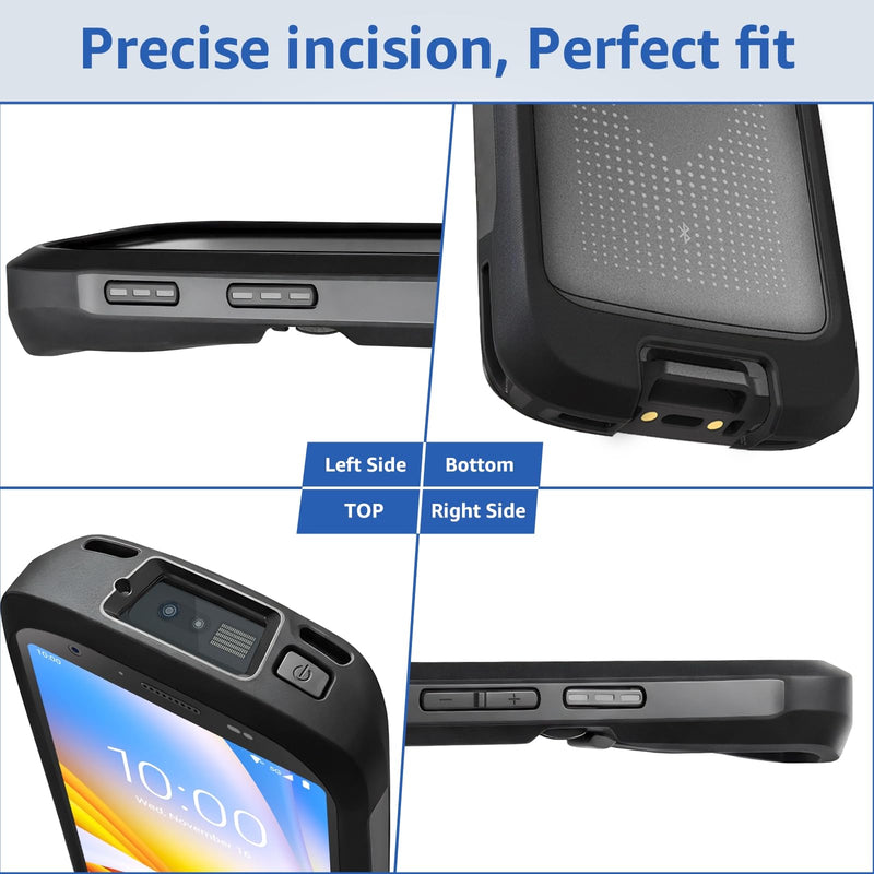 Rugged Case for TC22,Protective Bumper Case Cover Rugged Boot for Zebra TC22 TC27 Mobile Computer Scanner,SG-TC2L-BOOT-01 with Hand Strap and Tempered Glass,Black