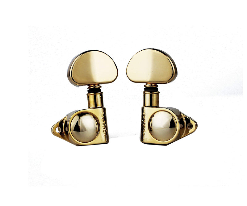 [AUSTRALIA] - Guyker Guitar Machine Heads (3L + 3R Handed) – 1:21 Sealed Tuners Tuning Key Pegs with Big handle Replacement for Electric, Folk or Acoustic Guitars – Gold, GK102G 
