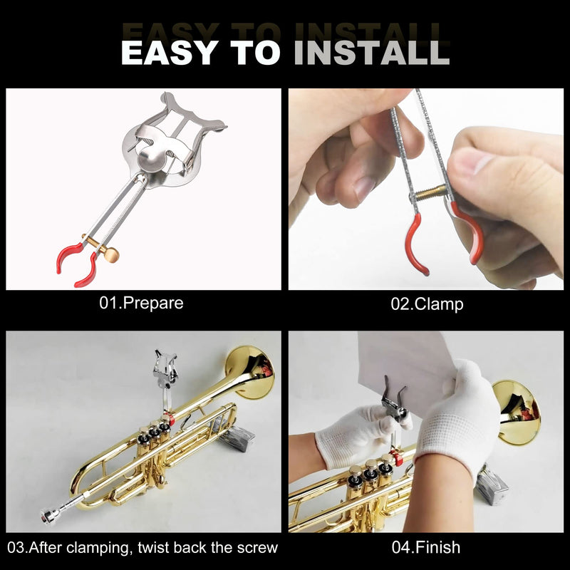 Xstyle Small Marching Lyre Clamp-On, Silver Metal Plating Marching Music Clip, Lyre for Saxophone