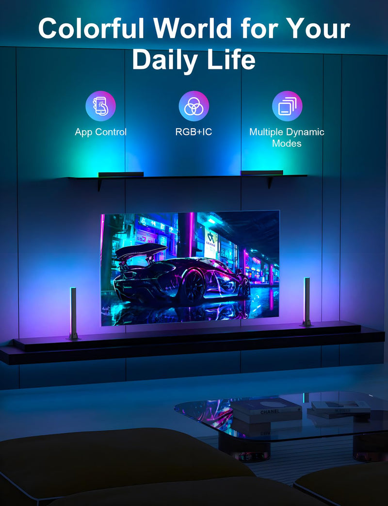 [AUSTRALIA] - RGB Light Bar, RGB IC LED Light Bar, Music Sync USB Powered, Color Changing Ambient Lighting for Gaming TV Desk Monitor PC Party, 2 Pair 
