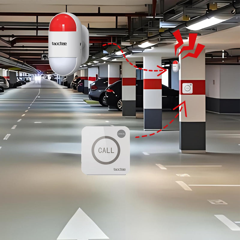 [AUSTRALIA] - Panic Button Alarm for House Remote Control Strobe Siren Alarm System Sound & Light Emergency Panic Button for Security,Elderly,Office (Battery Operated&USB Charging) 1 Siren+2 Buttons 