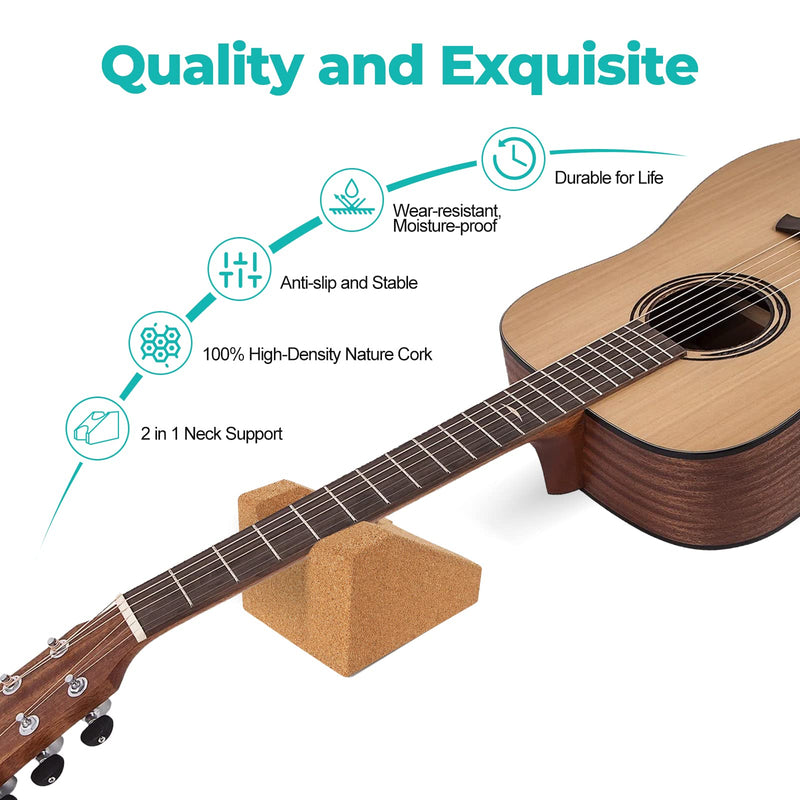 Cork Guitar Neck Rest, Guitar Neck Cradle Support Pillow, Guitar Accessories for Repair, Maintenance, Cleaning, String Instrument Luthier Tool, 100% Natural Cork Die-Cast Cut Granule gold
