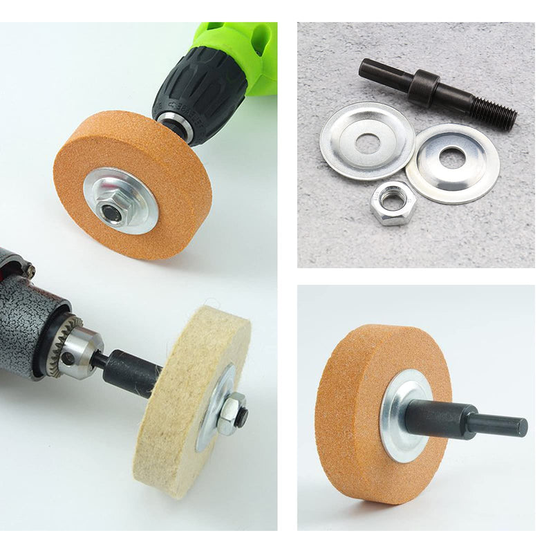 OTOTEC 2 Sätze Bohrdorn-Adapter-Kit Polierscheiben-Adapter für Schleifscheibe Faserscheibe Wollscheibe Stoffscheibe Umwandlungsstange Gewindedurchmesser 9,9 Mm