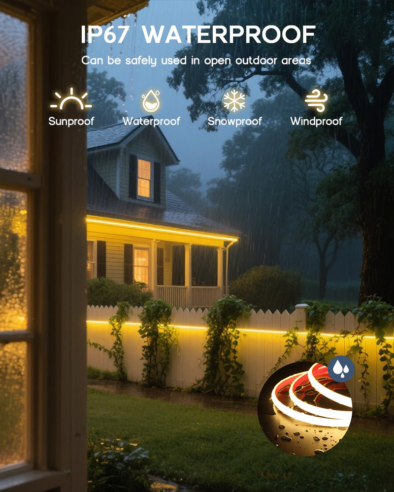 [AUSTRALIA] - COB LED Strip Lights Daylight White 6000K,12V 16.4ft IP67 Waterproof High CRI 95Ra+ Super Bright,Flexible Boat Lights for Fishing Night Outdoor Bathroom Swimming Pool(Power Supply Not Included) 