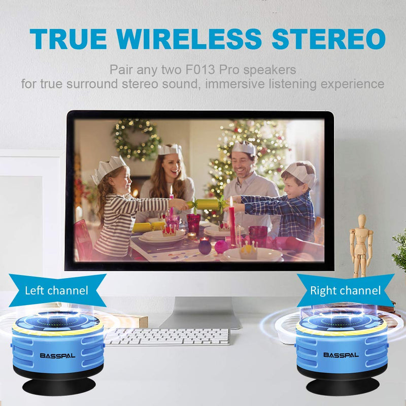 [AUSTRALIA] - IPX7 Waterproof Speaker, Bluetooth Portable Wireless Shower Speakers with LED Display, FM Radio, Suction Cup, Light Show, TWS, Loud Stereo Sound for Pool Beach Home Party Travel Outdoors BLUE 