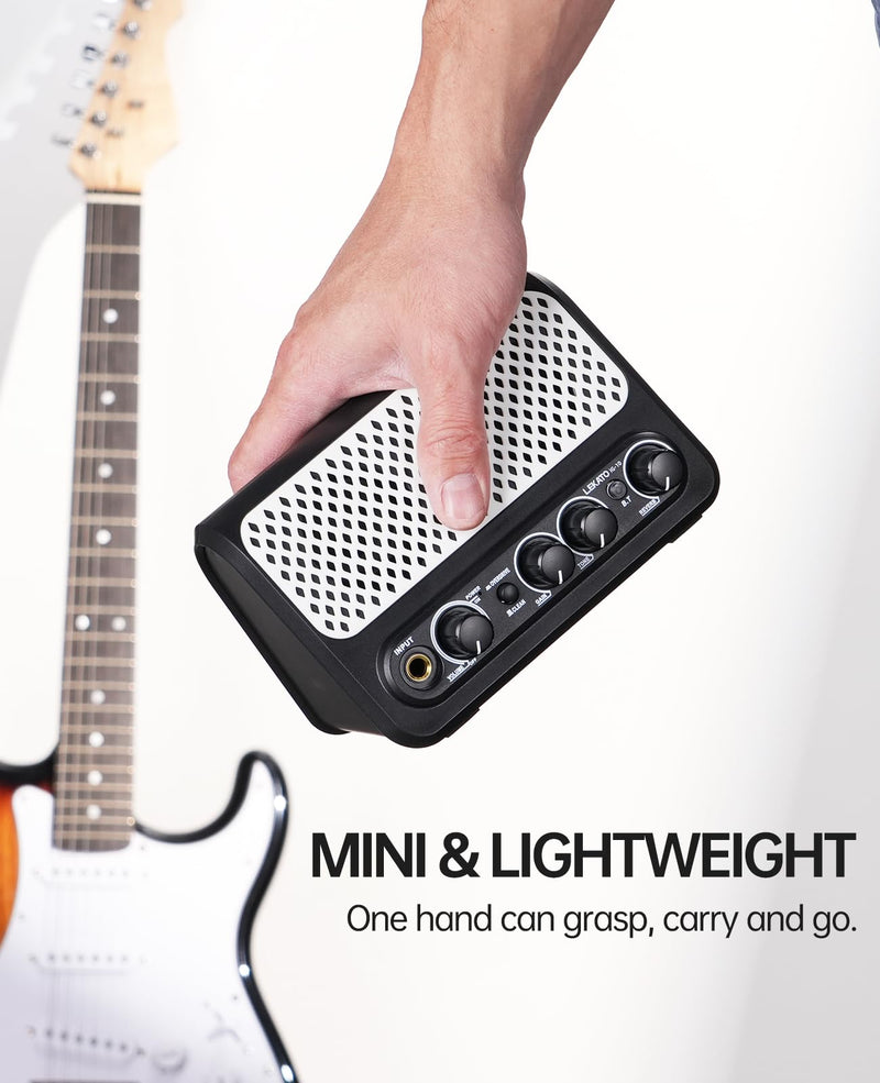 [AUSTRALIA] - Mini Guitar Amp,LEKATO 10W Portable Electric Guitar Amplifier with Clean & Overdrive Channel,Reverb,Bluetooth Small Guitar Amp for Practice (Black-White) Black-White 