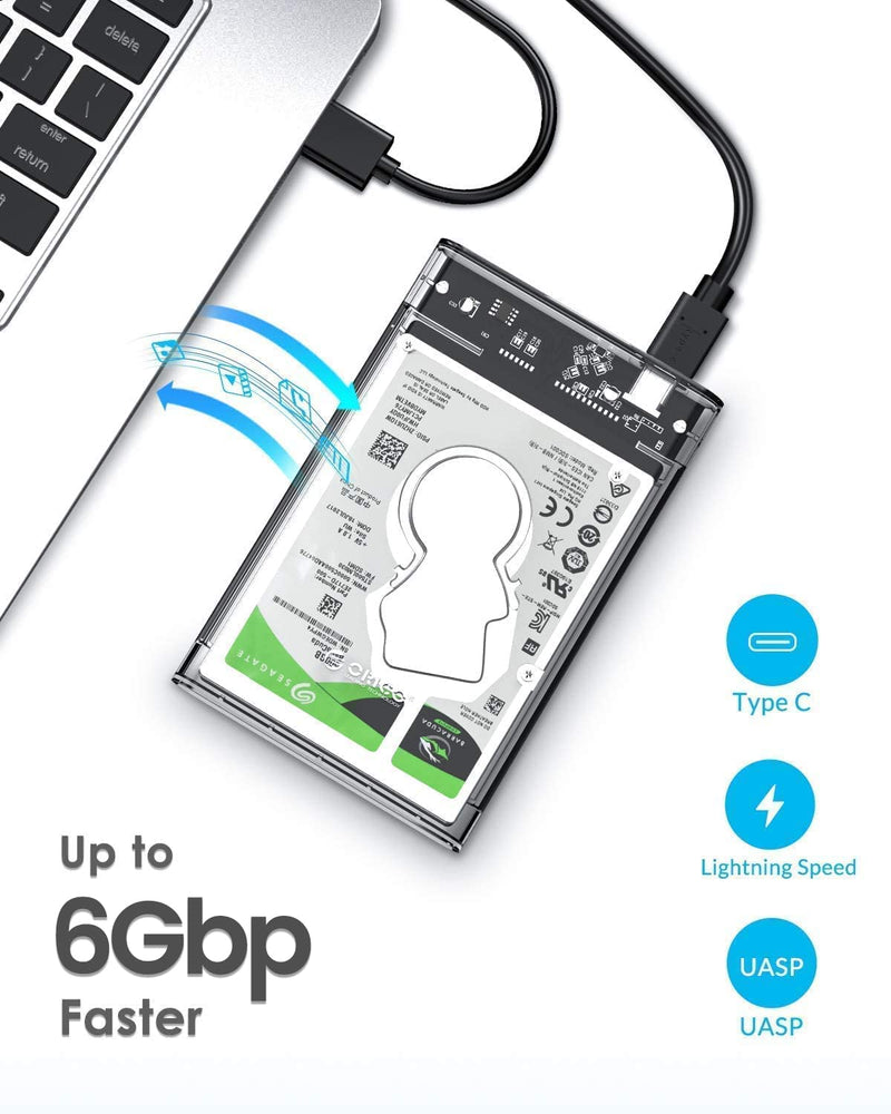 ORICO 2.5'' DIY Sticker Hard Drive Enclosure Combination with Transparent 2.5''Hard Drive Enclosure Compatible with WD Seagate Toshiba Samsung Hitachi PS5 Xbox[UASP Supported]
