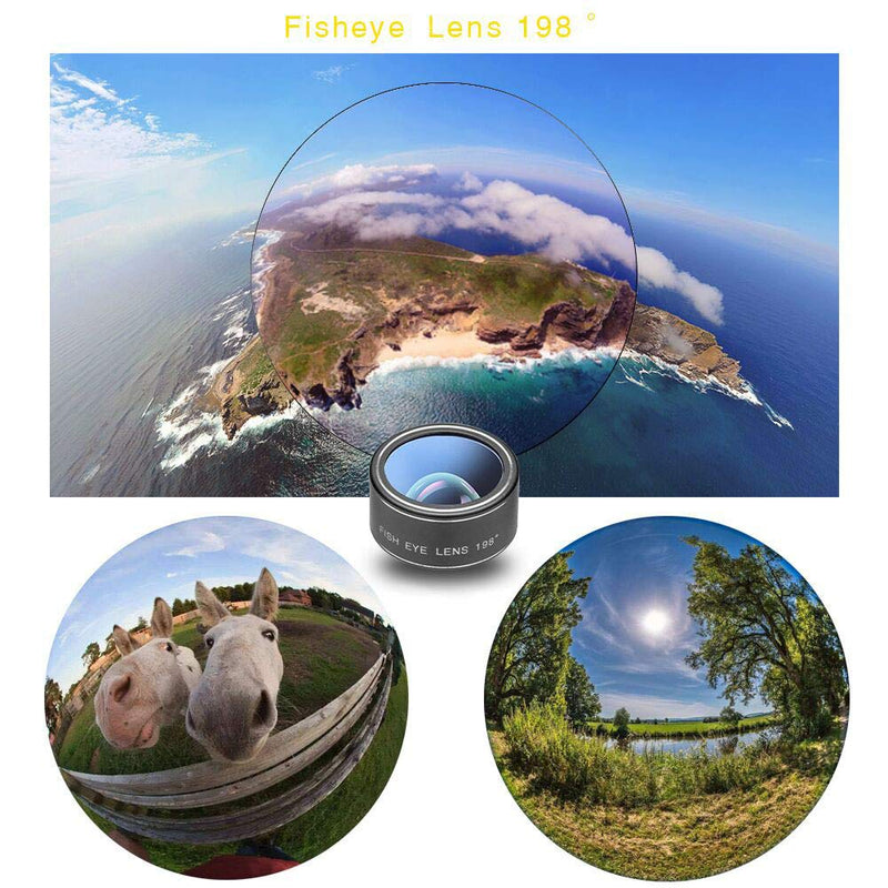 Cell Phone Camera Lenses Kit, 4 in 1 18X Telescopic Zoom Lens/4K HD Super Wide Angle/Macro/Fisheye Lens/Tripod/Camera Shutter Compatible with iPhone 12 11 Xs Max 8 7 6 Plus, Samsung Moto and More