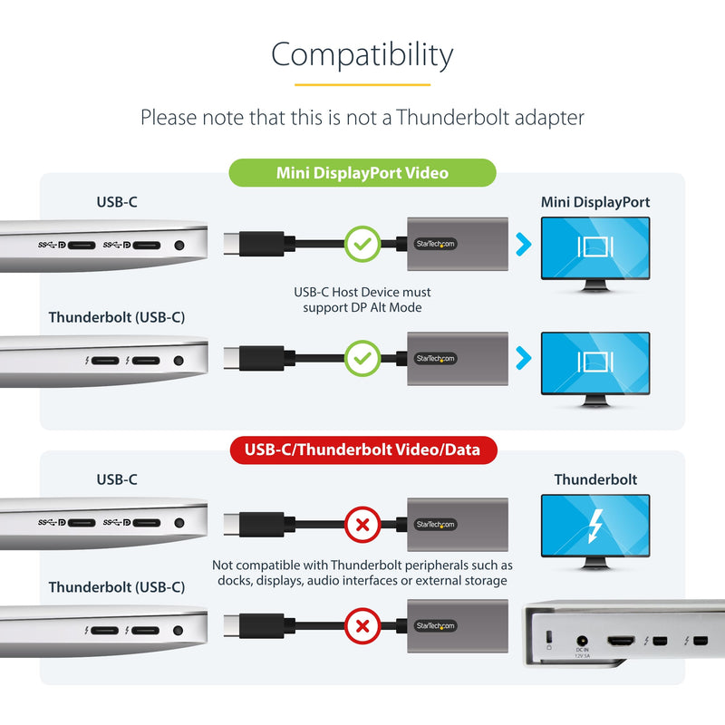 [AUSTRALIA] - StarTech.com USB C to Mini DisplayPort Adapter, 4K 60Hz USB Type C to mDP/Mini DP Monitor Video Converter Dongle, Thunderbolt 3 Compatible, 12" Attached Cable, Upgraded Version of CDP2MDP (CDP2MDPEC) Space Gray 12" / 30 cm 