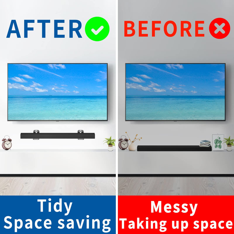 Sound Bar Mounts Universal Soundbar Wall Mount Bracket Kit for Most of Soundbars Wall Mount Shelf Mounting Brackets, Black