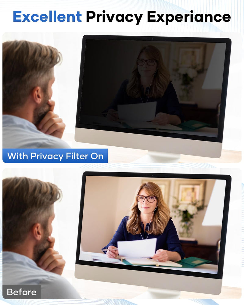 [2 Pack 22 Inch Computer Privacy Screen for 16:10 Aspect Ratio | Eye Protecting Anti-glare Blue Light Display Screen Privacy Protection, Removable Anti-scratch Coating 2 Pack 22 Inch 【16:10 Aspect】