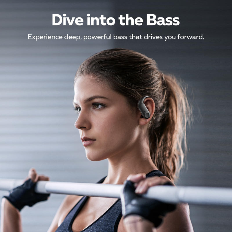 Nutshell NS18 Wireless Earbuds for Sports, 14mm Drivers with Big Bass, 12H Non-stop Playback, Sweat-Resistant, Personalized Equalizer with 4 Preset Sound Modes, Clear Calls, Bluetooth 5.3, APP - White