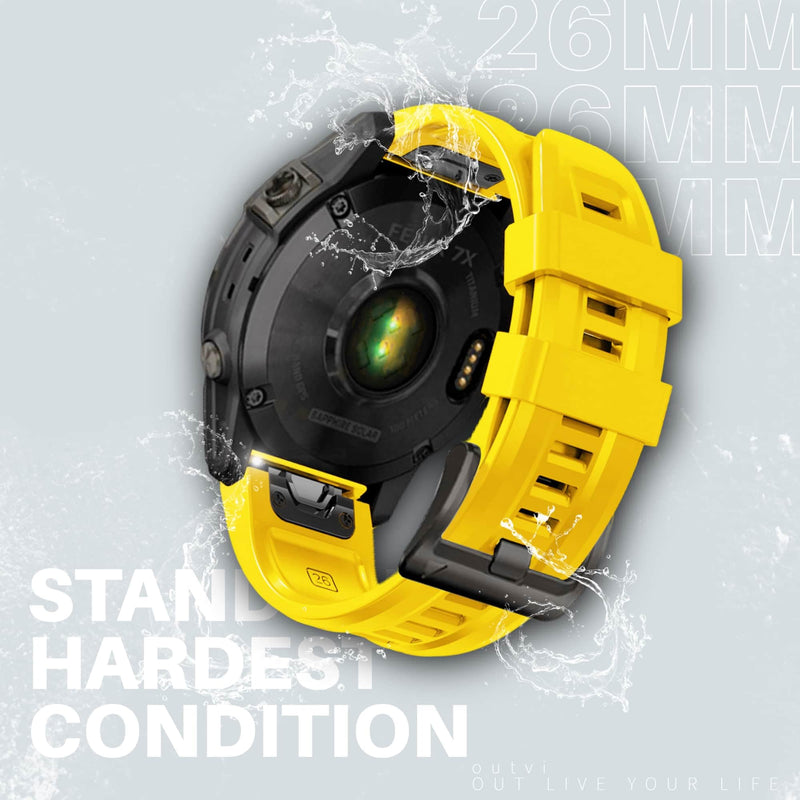 26mm watch band for garmin fenix 5x 6x 7x 3 hr quickfit 26 watch band for garmin women men silicone White and Yellow Bundle