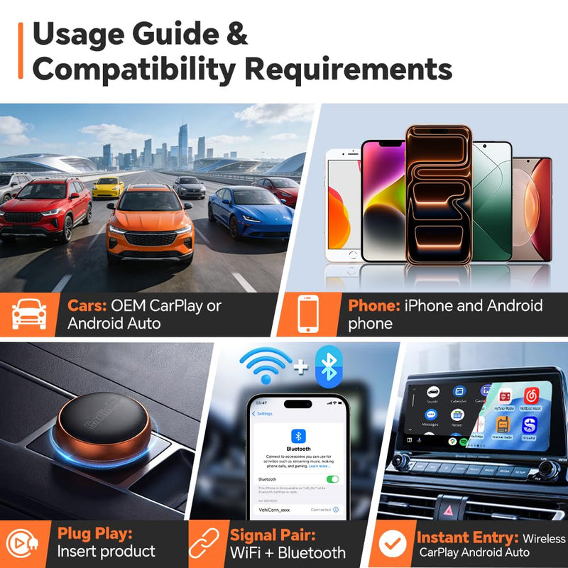 Wireless CarPlay Adapter 2-in-1 for Android Auto - CarlinKit Mini Ultra3 | Wired to Wireless | for with iPhone (iOS 10+) & Androi.d (Andro.id 11+) | for Cars OEM CarPlay & Android Auto (2016+)