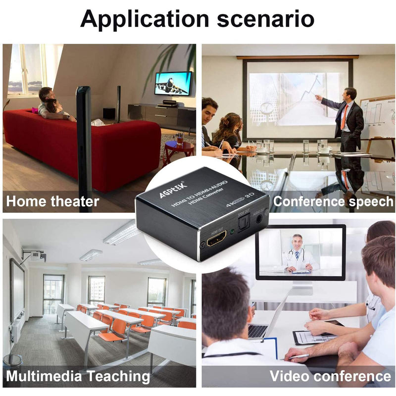 [AUSTRALIA] - 4K x 2K HDMI Audio Extractor Splitter, HDMI Audio Converter Adapter Support Ultra HD 4K Toslink Optical Audio Output and 3.5mm with Optical Fiber Cable 
