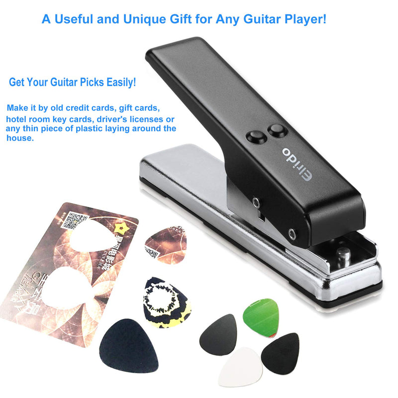 Elrido DIY Guitar Picks Maker Cutter Punch Tool Kit with 2 Pick Strips, Making Picks Create Custom Professional Plectrums for Guitar Players & Music Lovers - Unique Guitar Accessories Gift 1.5mm Black