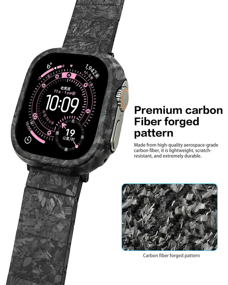 Carbon Fiber Case for Apple Watch Ultra 3/2/1 Case, Exquisite Minimalist Slim Apple Watch Ultra Case 49mm - Aramid Fiber Made, Black/Grey(Randon Weave)